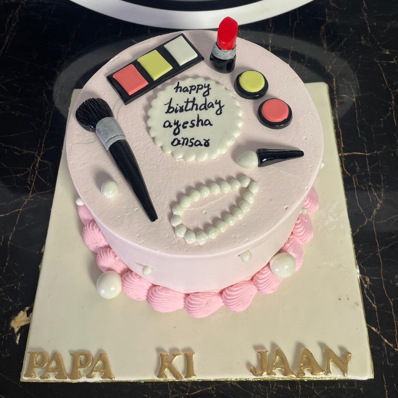 Custom Makeup Theme Birthday Cake in Lahore
